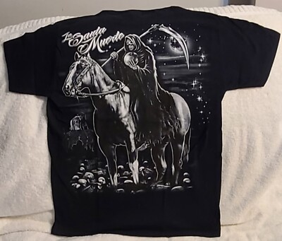 GRIM REAPER HORSE SCYTHE GRAVEYARD SKULLS MOON LA SANTA MUERTE T-SHIRT SHIRT