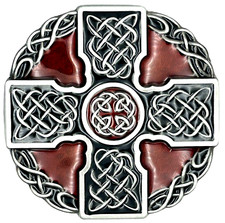 Vintage Red Enamel Knot Cross Celtic Totem Round Belt Buckle New