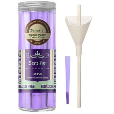 100 PACK Purple Pre Rolled Cones| King Size Rolling Paper with Loader and Pac...