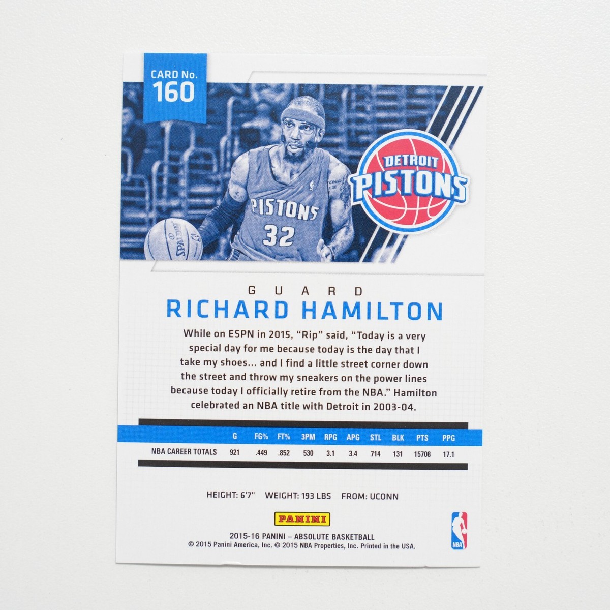RICHARD HAMILTON 2015-16 PANINI ABSOLUTE #/999