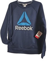 NEW REEBOK Sweatshirt Youth Large Navy Blue Fleece Crewneck Raglan Sleeve Shirt