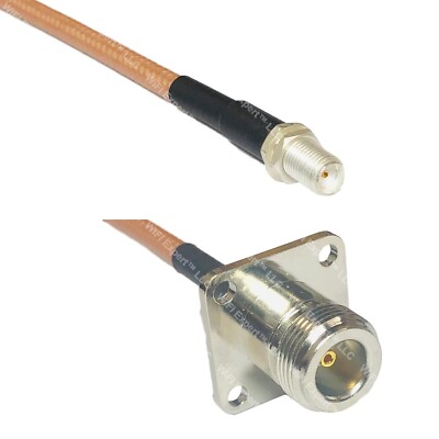RG400 SMA FEMALE to N FLANGE FEMALE RF Cable FAST-SHIP LOT