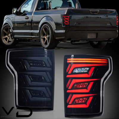 Full LED Tail Lights Fit 2015-2019 Ford F-150 Pickup Smoked Rear w/Animation L+R