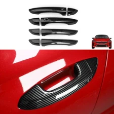 4Pcs Carbon Fiber ABS Exterior Door Handle Cover Trims For Kia Stinger 2018-2023