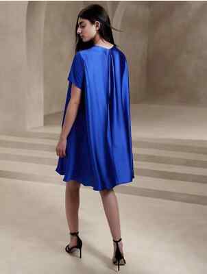 aurelia satin trapeze mini dress Aurelia Black Satin Dress With Lace Trim BANANA REPUBLIC Aurelia Satin Trapeze Mini Dress S Small