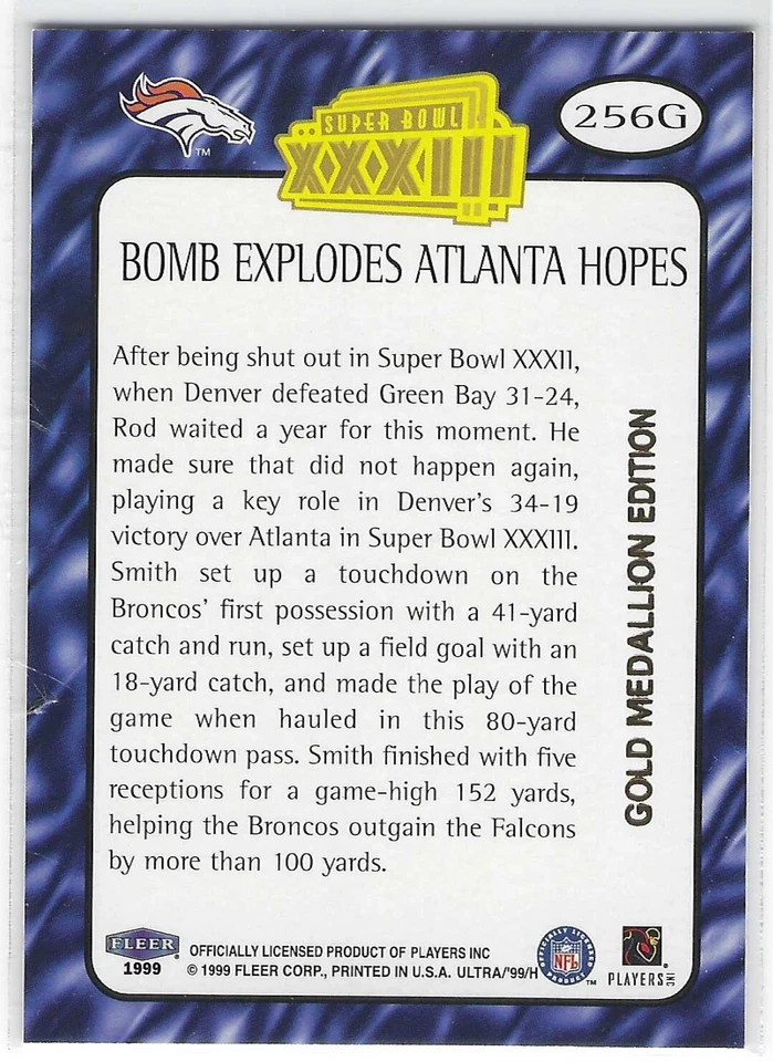 1999 Fleer Ultra Gold Medallion Edition Supper Bowl XXXIII #256G Denver Broncos - Image 2 of 2