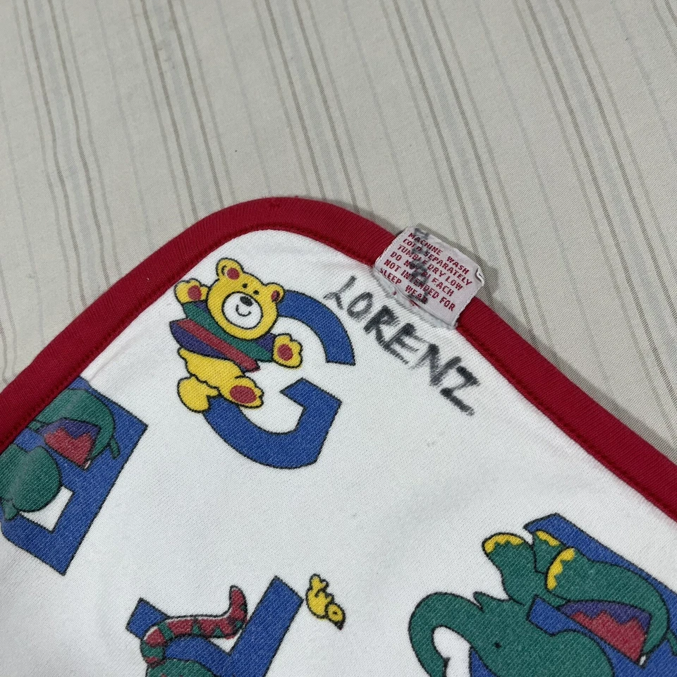 Manta bebé Lovey años 90 azul verde rojo letras colores primarios raros de colección P1 Foto 3 de 4