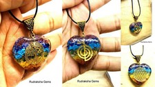 HEART SHAPE ORGONE CHAKRA Pendant EMF Copper Protection Crystal Necklace