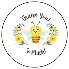 30 THANK YOU SO MUCH BEE ENVELOPE SEALS LABELS PARTY FAVORS STICKERS 1.5"