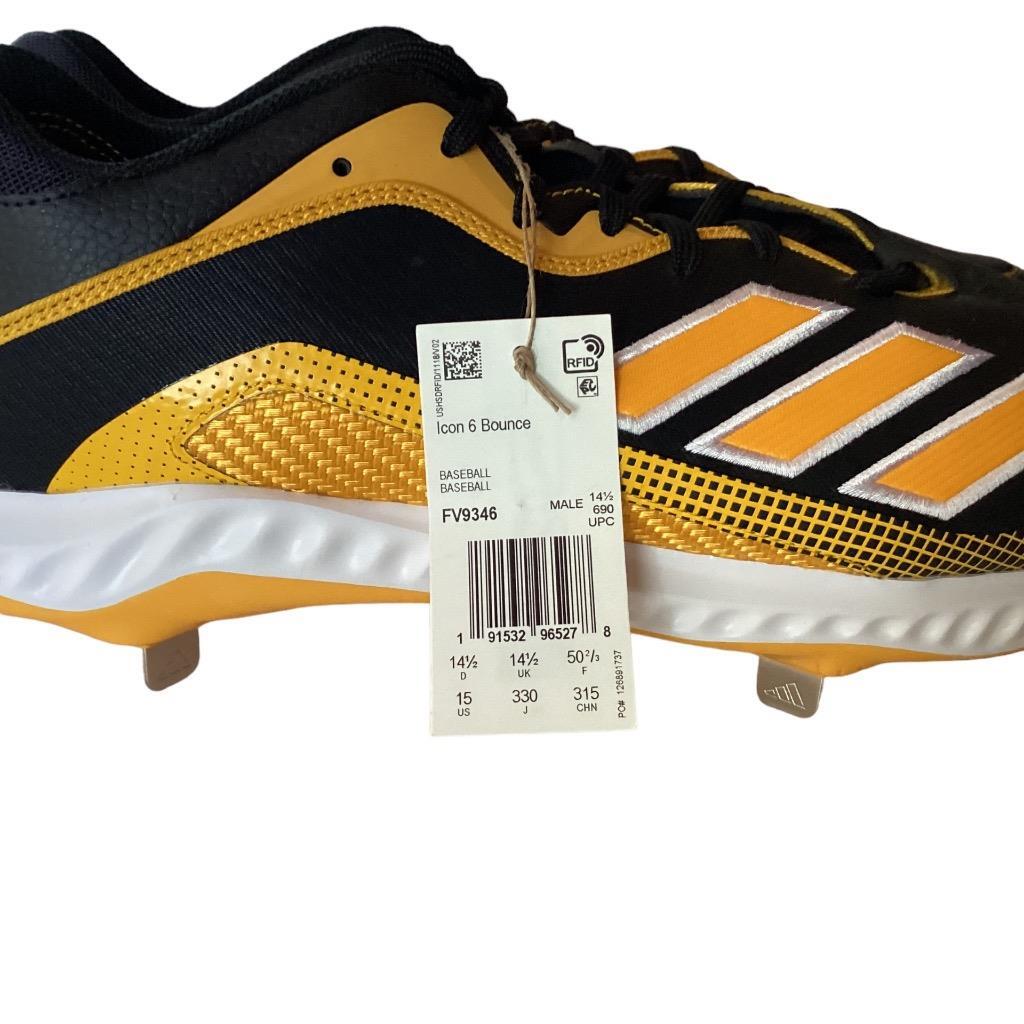 Adidas Baseball Cleats Shoes Mens 15 D Black Yellow Icon 6 Bounce Pirates NEW Adidas Baseball Cleats Shoes Mens 15 D Black Yellow Icon 6  main image 4