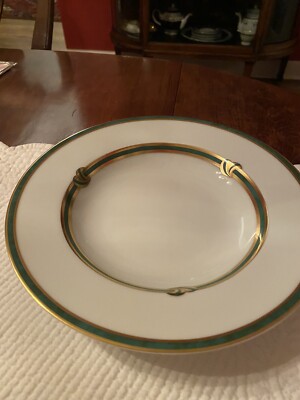 Christofle Large Rim Soup Bowl Pattern Ruban Vert