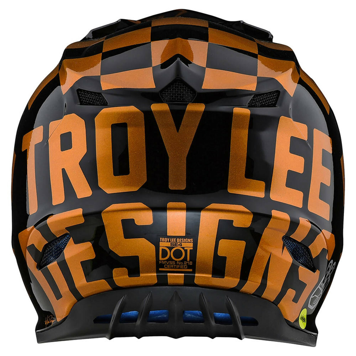 Troy Lee Designs SE4 Checkers Black Gold Adult Medium MX Helmet TLD Motocross