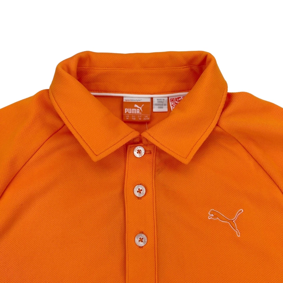 NEW Puma Polo Shirt Boys Sz M 10 Orange Athletic Kids USGA Golf NEW - Image 3 of 4