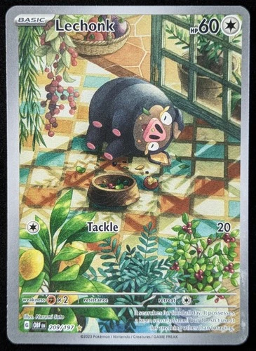 2023 Pokemon LECHONK #209/197 Obsidian Flames Illustration Rare English