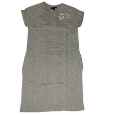 Lauren Ralph Lauren T-Shirt Dress Womens XXS Gray Jersey Military Patch Casual