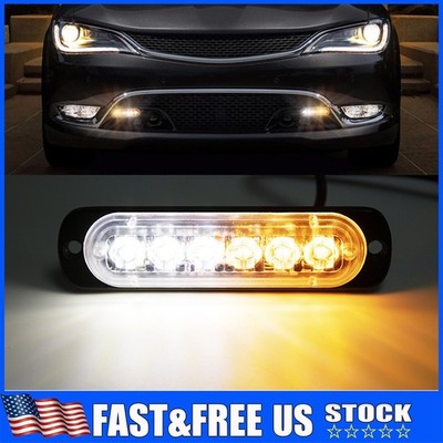 8/32X LED Amber/White Side Marker Flash Strobe Light Bar Kit For Car Truck Front