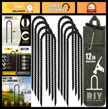 Heavy Duty 12 Inch Trampoline Stakes Anchors - Wind Resistant Ground Anchors wit