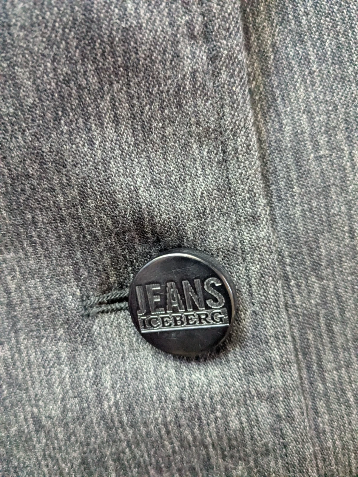 Iceberg jeans charcoal long jacket wool Italy 46 women's XL Y2K 90s lagenlook - product detail image 3