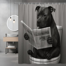 Funny Black Dog Shower Curtain - Unique Bathroom Decor