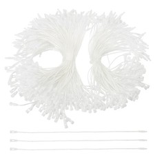 300 Pcs Polyester Hang Tag String, 6 Inch White Snap Lock Pins Loop Price Tag