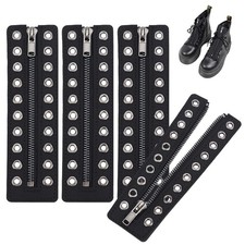 PH PandaHall 2 Pairs Leather Boot Zipper Inserts, 6.9 x 2 Inch 6.9x2'', Black