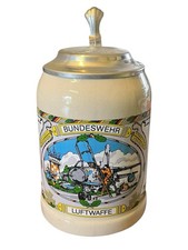 Beer Mug with Tin Lid Bundeswehr Luftwaffe Stoneware Militaria 0.5l Pitcher 55475