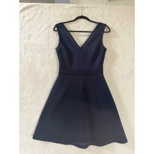 Guess Navy Blue Laser Cut Perforated Scuba Dress GDHVC7050 NVY