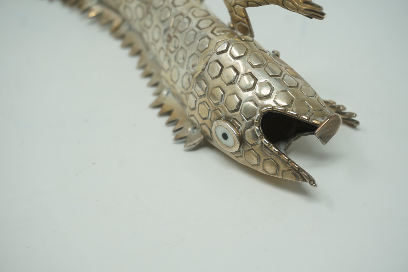 Vintage Emilia Castillo Mexico Silver Inlay IGUANA LIZARD Gekko Bottle Opener