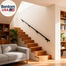 12 FT Handrails Kit for Indoor Outdoor Stairs，Modern Aluminum Handrail Set，1.4" 