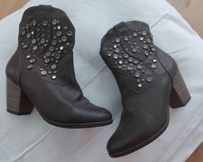 Damen Stiefelette Boots Braun Glitzer Strass 36 Puccett Neu