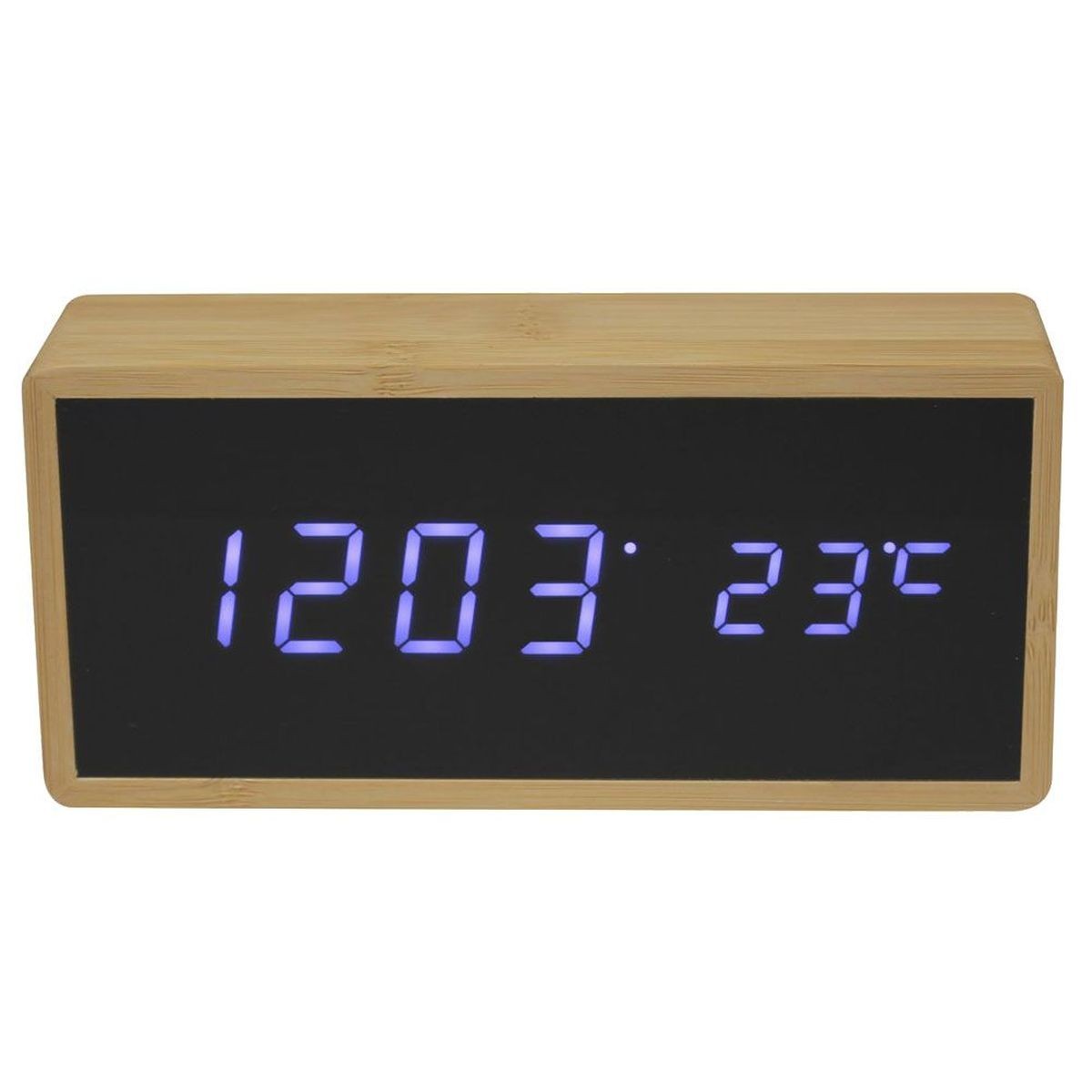 Réveil LED bambou à commande vocale et triple alarme programmable