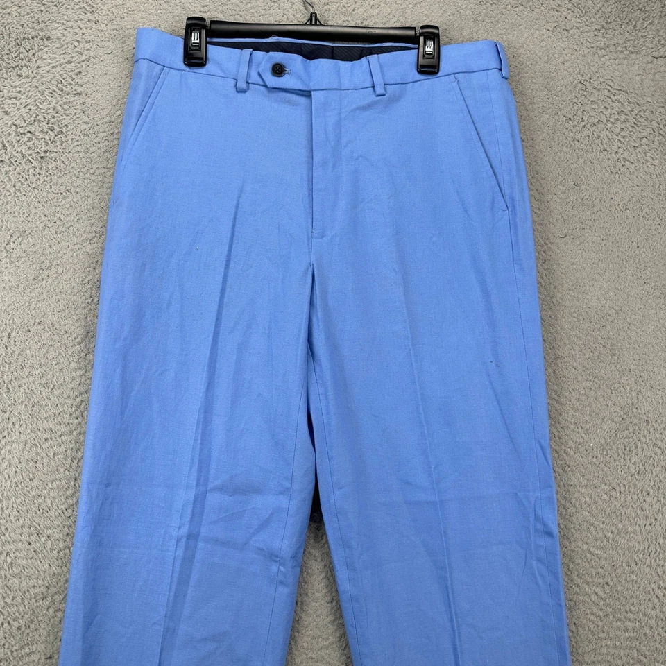 Calça social masculina Nautica mistura de linho 38X32 azul frente plana reta NOVA - Imagem 4 de 4