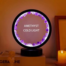 Amethyst LED Crystal Lamp Natural Gemstone Healing Stone Room Decor