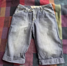 Billabong long Denim Shorts Women’s Straight Waist 16.5 Inches Size 12 logo 