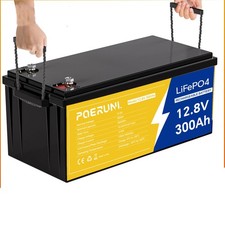 12V 300Ah LiFePO4 Rechargeable Lithium Battery For RV Solar Marine Boat Backup