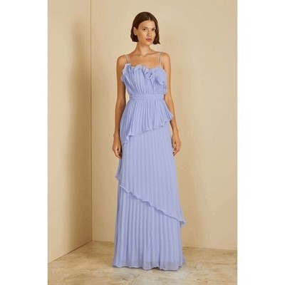 amur purple ruffle dress AMUR Women's Cassy Pleated Gown - Purple - Size 6