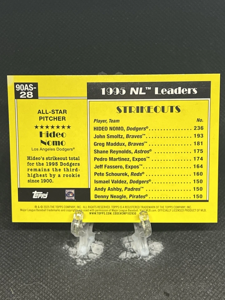 Hideo Nomo 2025 Topps 系列 2 - 1990 全明星 90AS-28 黑色裂纹箔 #1/10 — 第 2/2 张图片