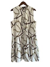 Banana Republic Equestrian Flounce Swing Shift Dress Tiered Chains Ropes Large