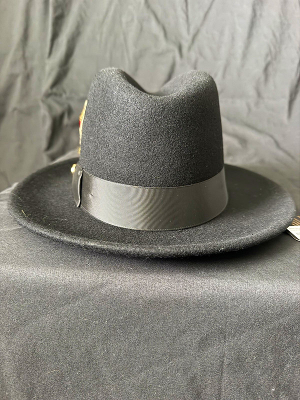Bruno Capelo Men's Black Solid Fedora Hat, Lined, Size Small (6 3/4-6 7/8)