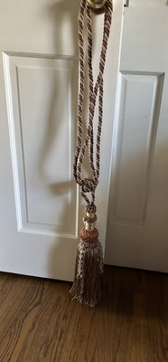 Curtain tie back Tassel 10'' Base Plus Strap Heavy Gold Burgundy Green