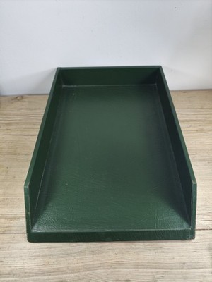 Vintage Harrods Grün Leder Brief Ablage Dokument Schreibtisch Organizer in Box A4