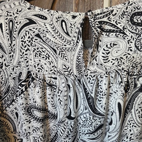 Ann Taylor LOFT Kleid Damen Gr. MP schwarz weiß Paisley leicht zierlich - Bild 9 von 9