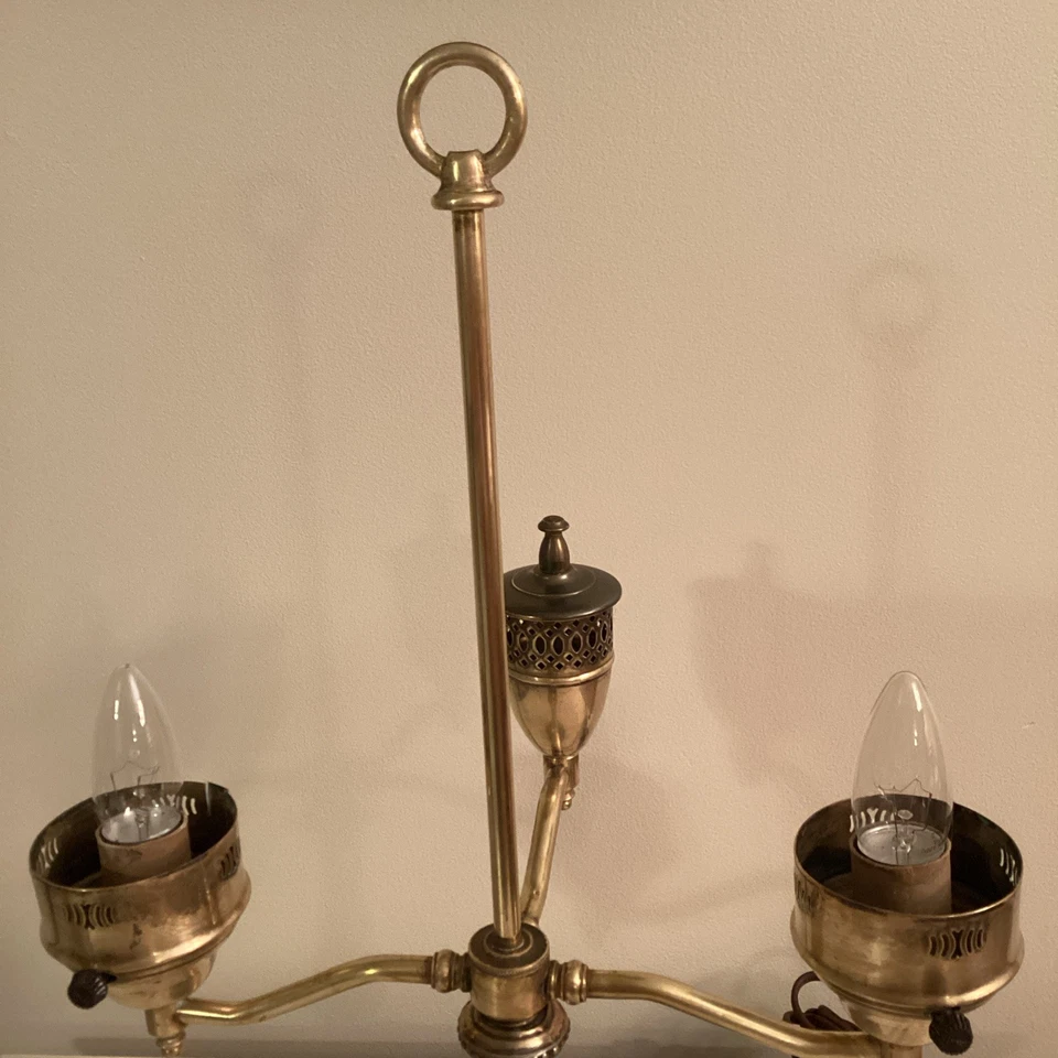 Vintage Electric Brass Double Student Lamp 21” Tall - Image 4 of 4
