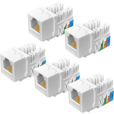 5 Pack CAT3 Keystone Jack RJ11 RJ12 6P6C 110 IDC White