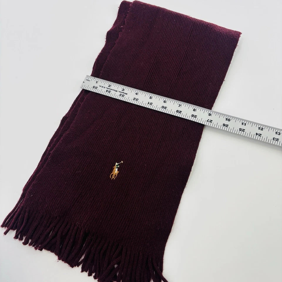Bufanda Polo Ralph Lauren Vintage Lana Merino Rojo Borgoña Vintage Años 80’s 80’s Foto 3 de 4
