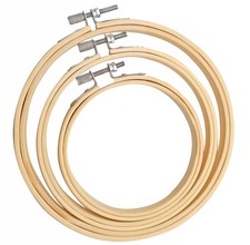 3 Pieces Embroidery Hoops 4/5/6 inch,Round Bamboo Adjustable Frame Circle Rin...