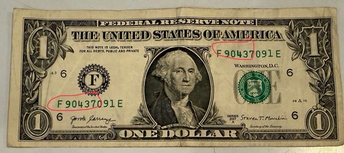 FRN One Dollar Error Ink Drop 2017 - Picture 1 of 2