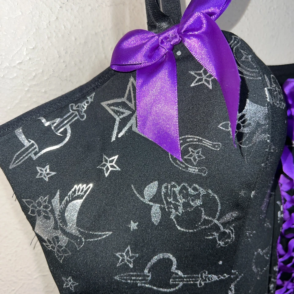 Corsé de satén tórrido talla 3X lencería bustier ribete púrpura gótico pin up amante Y2K Foto 4 de 4