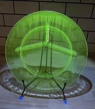 Hazel Atlas Uranium Glass Green Colonial Block Grill Plate(s) See Description