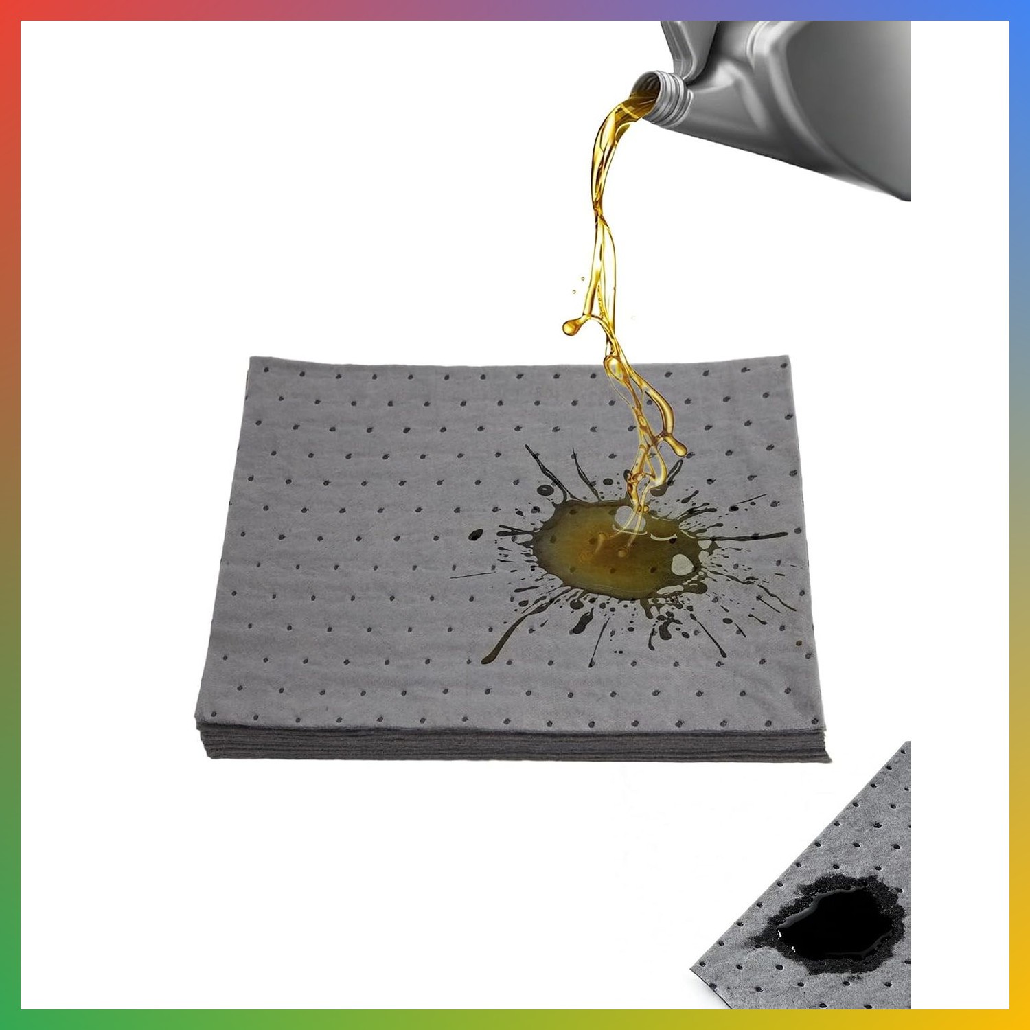 Oil Absorbent Pads 9.8x13 Inch 10 Pack Heavy Duty Fast Absorb Spill ...